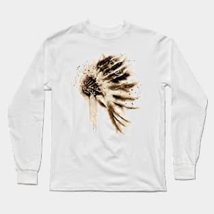 Native American Headdress In Sepia Long Sleeve T-Shirt